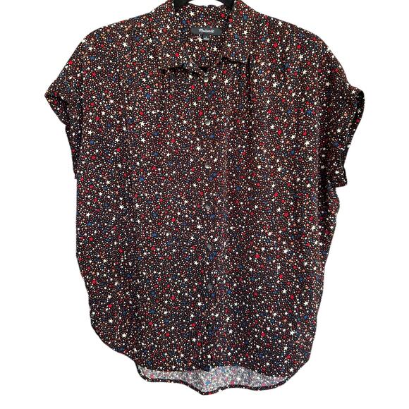 Madewell Women's Central Drapey Shirt in Starry Night Size Small 4th of July - Picture 3 of 6